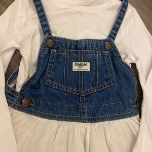 Osh Kosh baby girl overalls dress white cotton eyelet material
